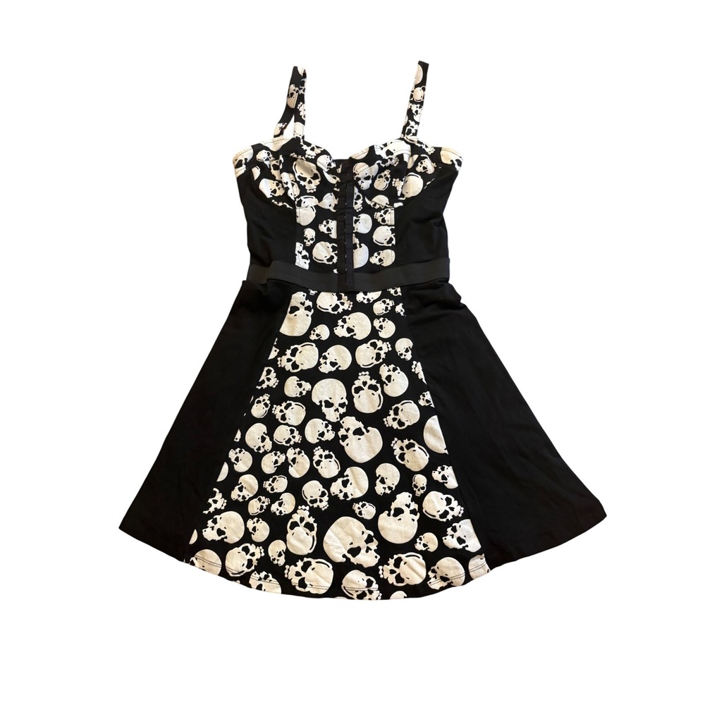 Royal Bones by Daang Skull Print Corset Dress Black Goth Punk Emo Skater Large
